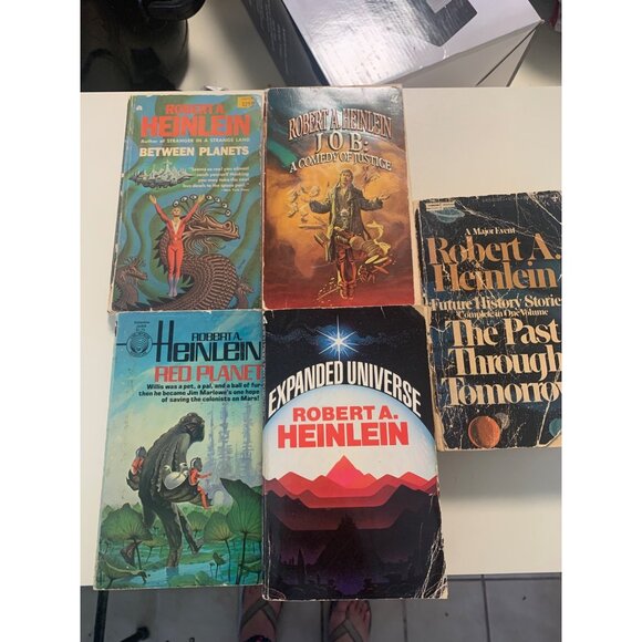 Robert A. Heinlein Vintage Paperback Bundle 5 Books Job Planet Universe Tomorrow - Picture 1 of 10